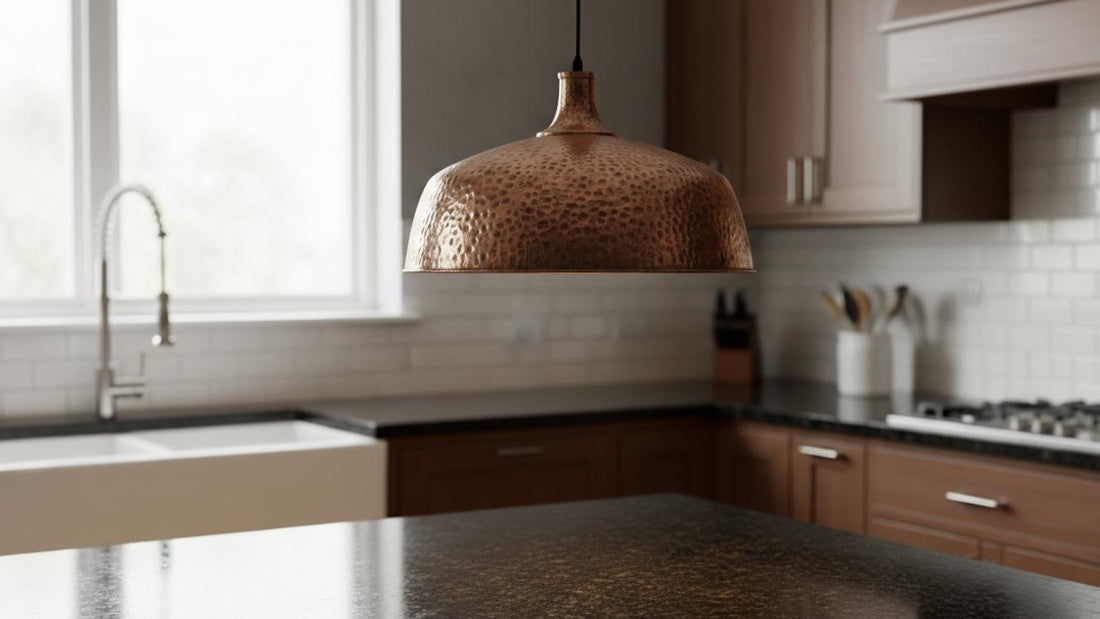 Copper Dome Lamp, Rustic Hanging Lamp, Hammered Pendant Light Fixture, Kitchen Island Lighting