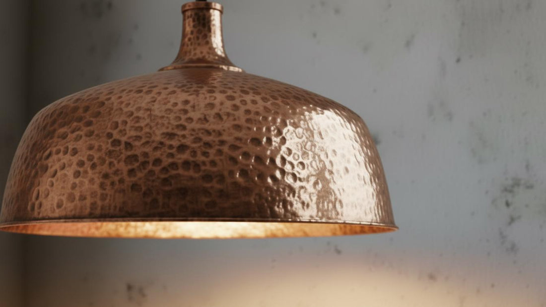 Copper Dome Lamp, Rustic Hanging Lamp, Hammered Pendant Light Fixture, Kitchen Island Lighting