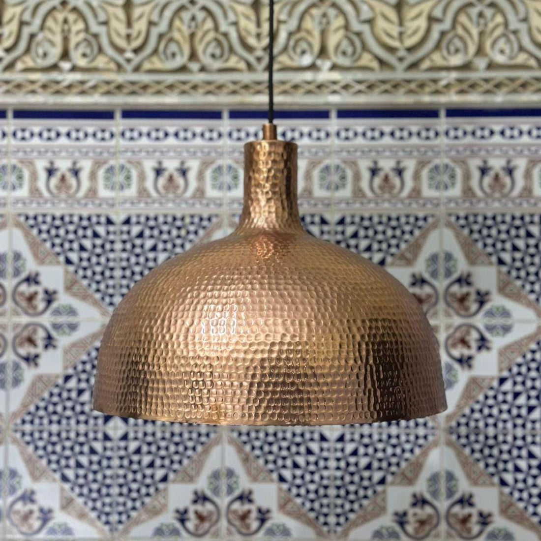 Copper Pendant Light – Handcrafted Hammered Hanging Ceiling Light for Kitchen &amp; Dining