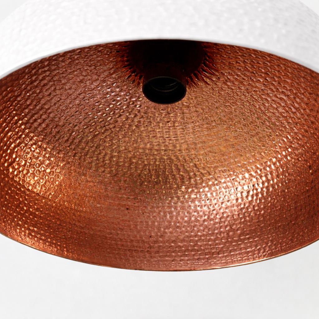White-Painted Brass Pendant Light, Handmade Moroccan Dome Ceiling Lamp
