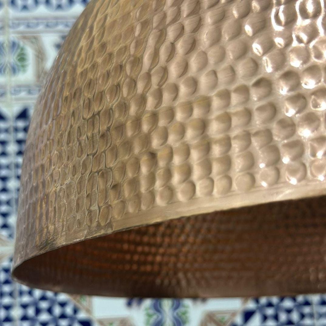 Copper Pendant Light – Handcrafted Hammered Hanging Ceiling Light for Kitchen &amp; Dining
