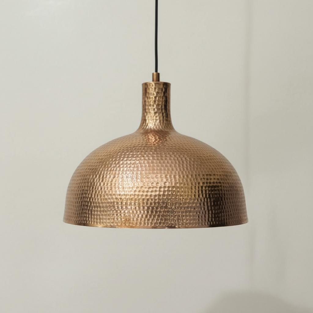 Copper Pendant Light – Handcrafted Hammered Hanging Ceiling Light for Kitchen &amp; Dining