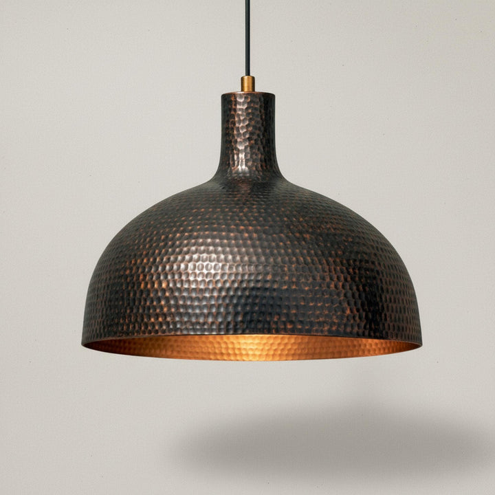 Dome Light Fixture, Hammered Brass Pendant for Kitchen Island, Antique Moroccan Lamp