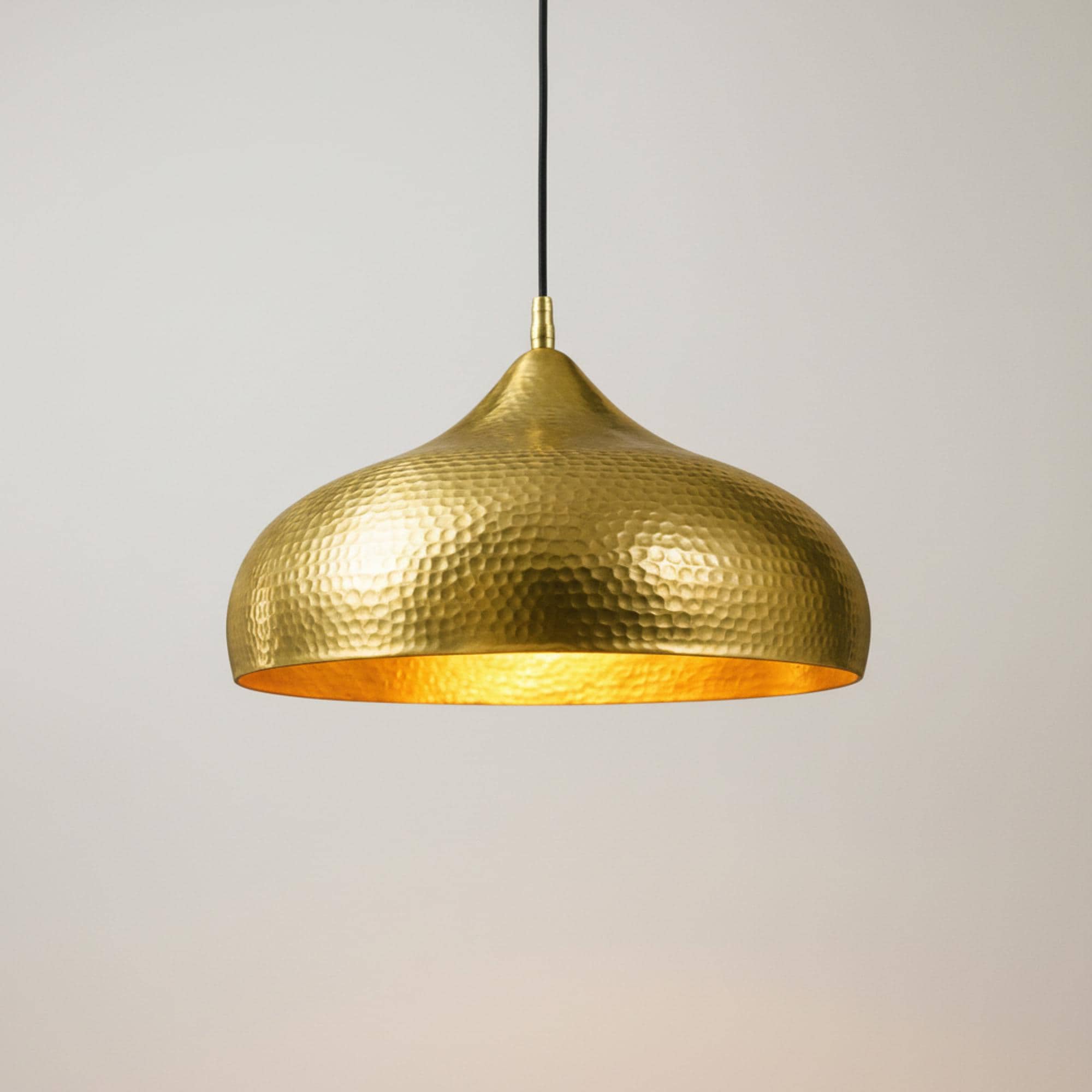 Dome Light Fixture, Hammered Brass Pendant for Kitchen Island, Modern Moroccan Ceiling Lamp