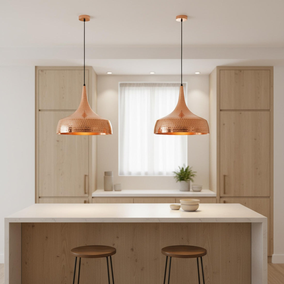 Hammered Copper Pendant Light, Kitchen Island Hanging Lamp, Dining Room Ceiling Light