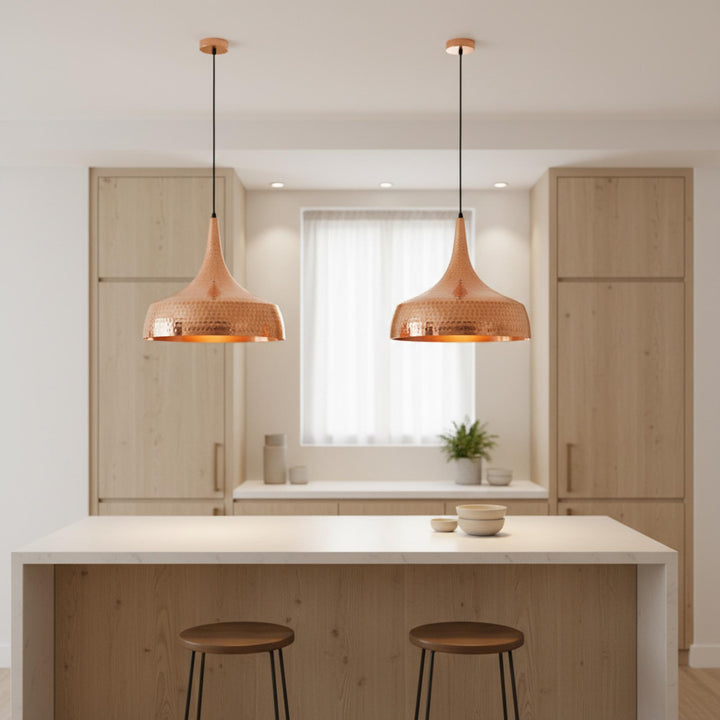 Hammered Copper Pendant Light, Kitchen Island Hanging Lamp, Dining Room Ceiling Light