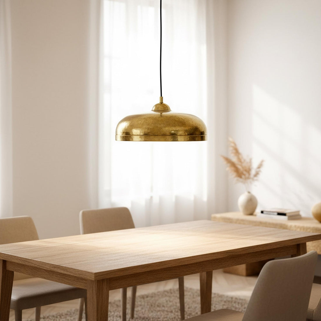 Brass Dome Pendant Light, Modern Gold Hanging Lamp for Kitchen and Dining Room