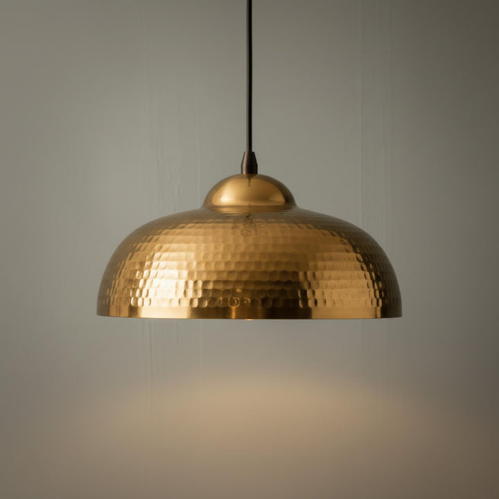 Brass Pendant Lights for Kitchen Island – Hammered Antique Dome Ceiling Lamp