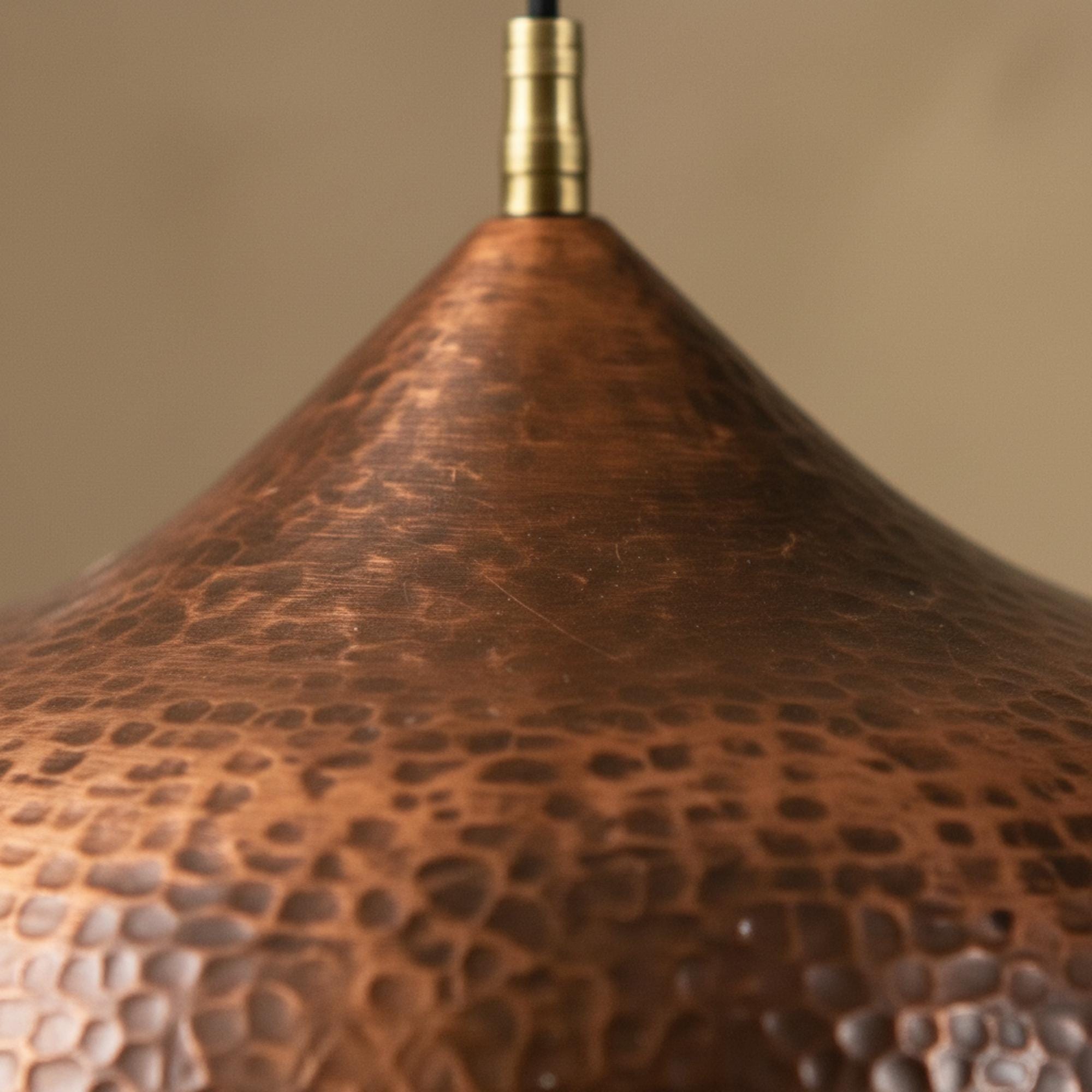 Copper Pendant Light for Kitchen Island – Hammered Dome Ceiling Lamp