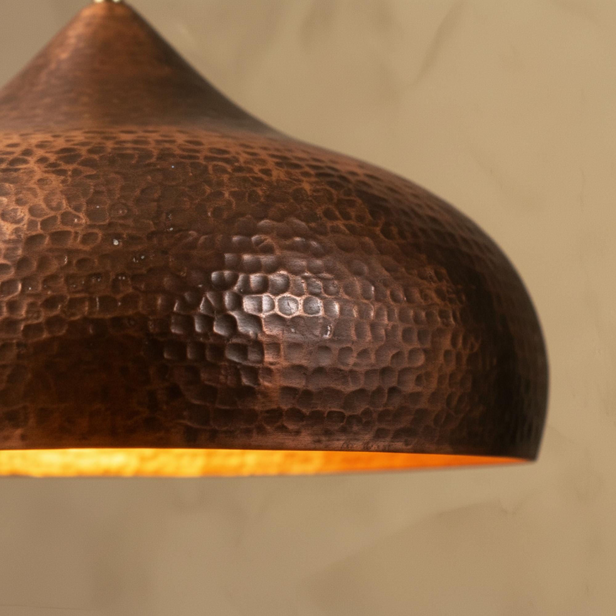 Copper Pendant Light for Kitchen Island – Hammered Dome Ceiling Lamp