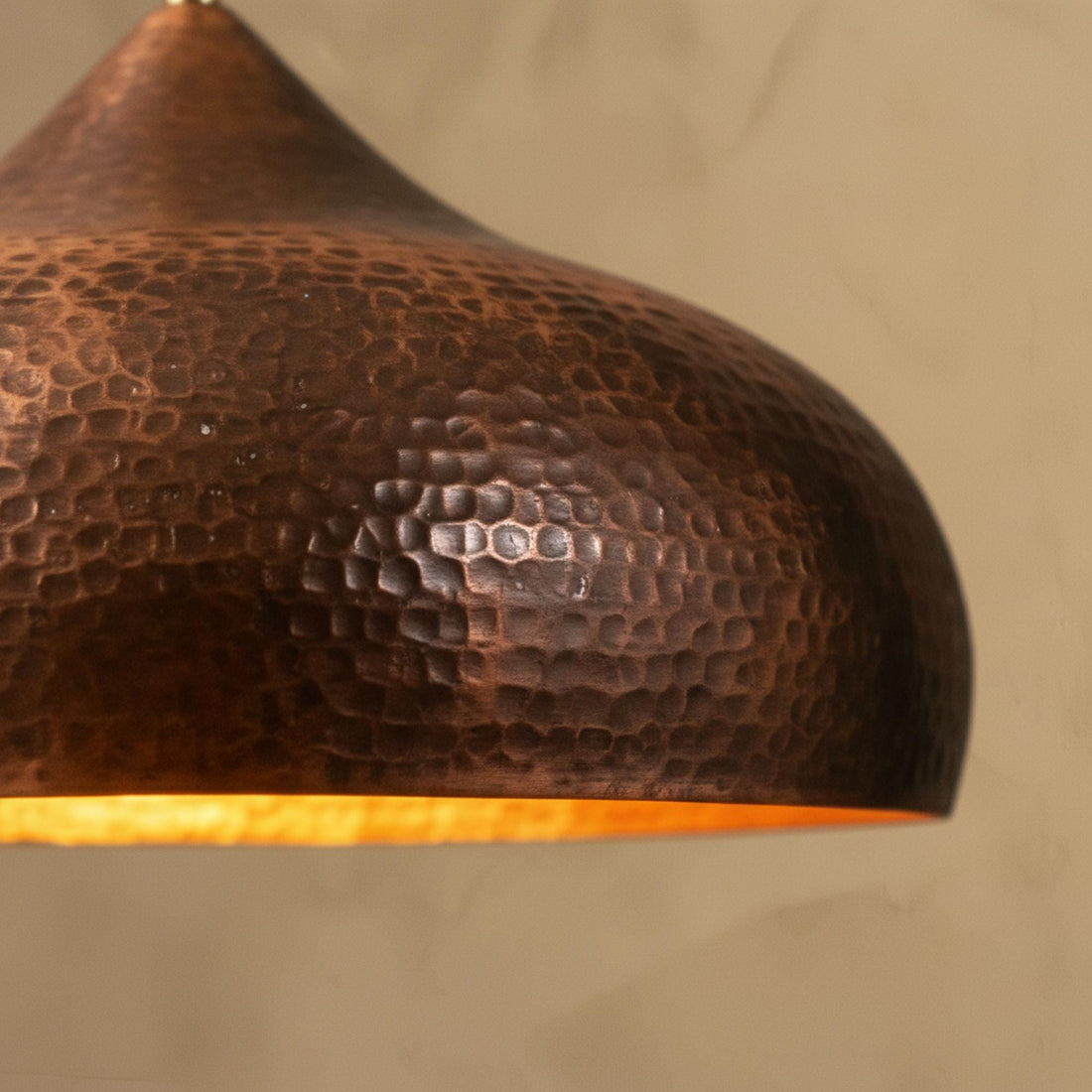 Copper Pendant Light for Kitchen Island – Hammered Dome Ceiling Lamp