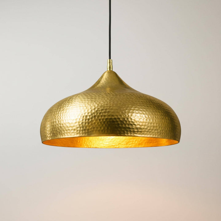 Dome Light Fixture, Hammered Brass Pendant for Kitchen Island, Modern Moroccan Ceiling Lamp