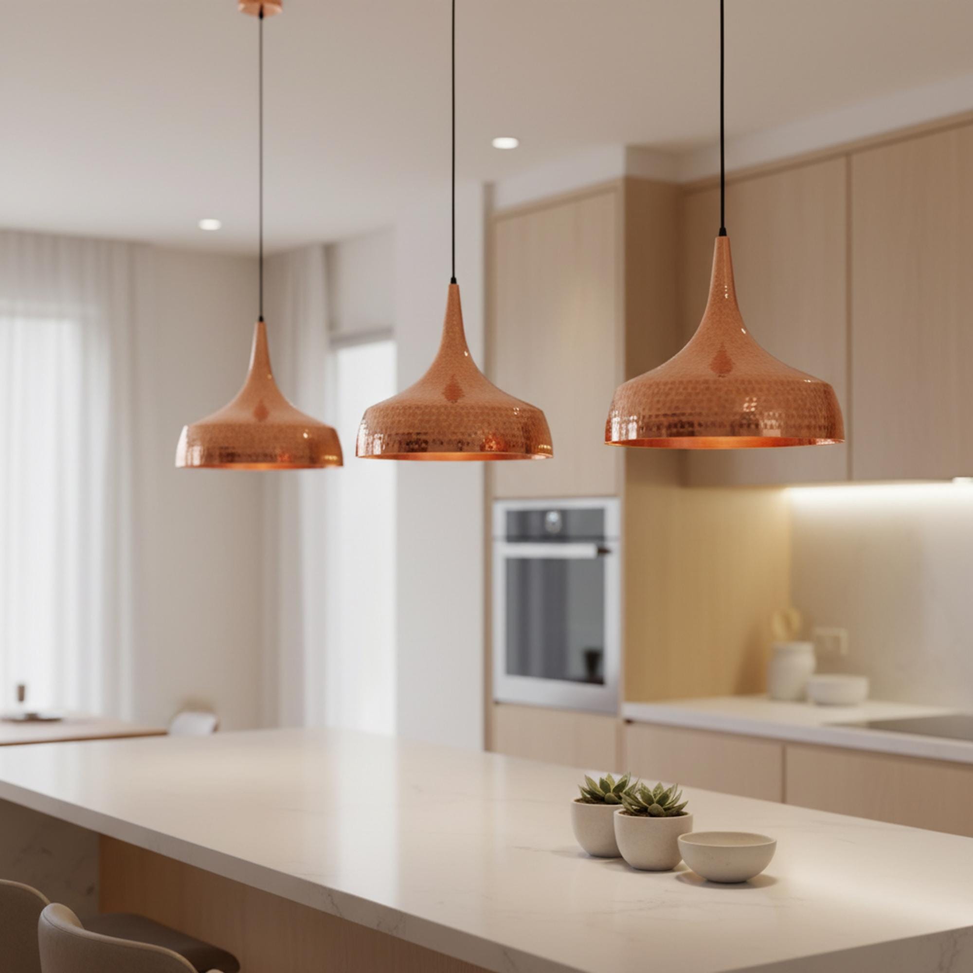 Hammered Copper Pendant Light, Kitchen Island Hanging Lamp, Dining Room Ceiling Light
