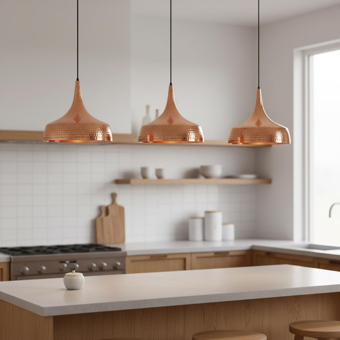 Hammered Copper Pendant Light, Kitchen Island Hanging Lamp, Dining Room Ceiling Light