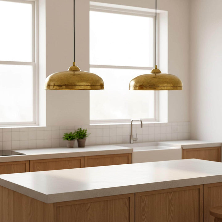 Brass Dome Pendant Light, Modern Gold Hanging Lamp for Kitchen and Dining Room