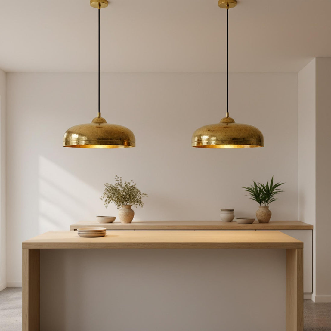 Brass Dome Pendant Light, Modern Gold Hanging Lamp for Kitchen and Dining Room