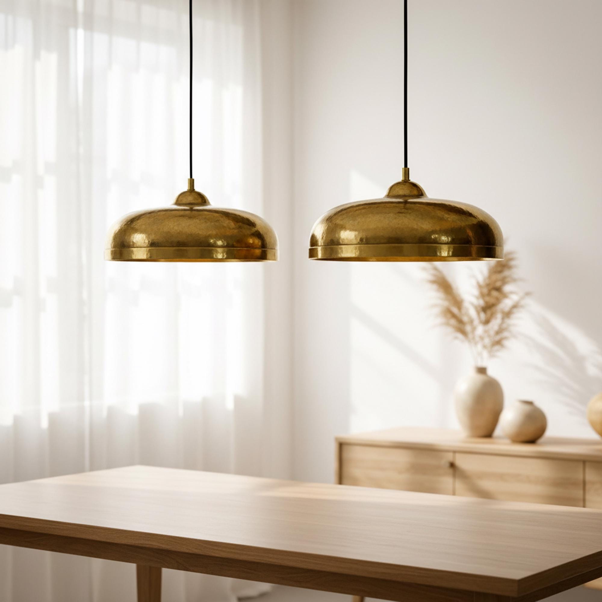 Brass Dome Pendant Light, Modern Gold Hanging Lamp for Kitchen and Dining Room