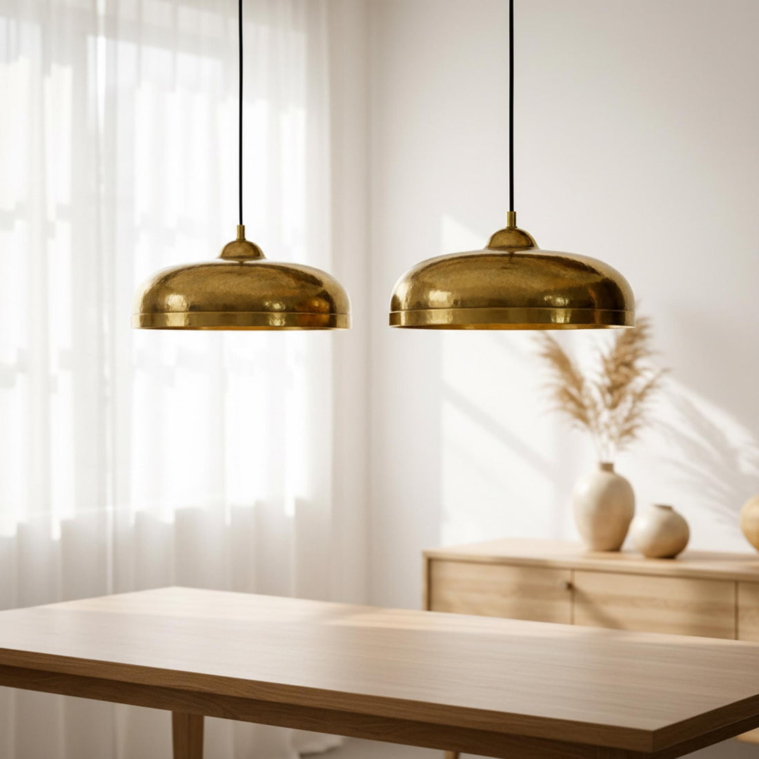 Brass Dome Pendant Light, Modern Gold Hanging Lamp for Kitchen and Dining Room