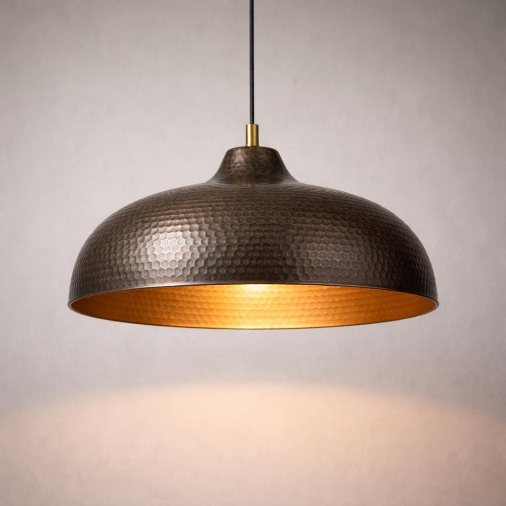 Moroccan Bronze Dome Pendant Light – Handmade Kitchen Island Lighting – Artisan Ceiling Lamp – Duty Free