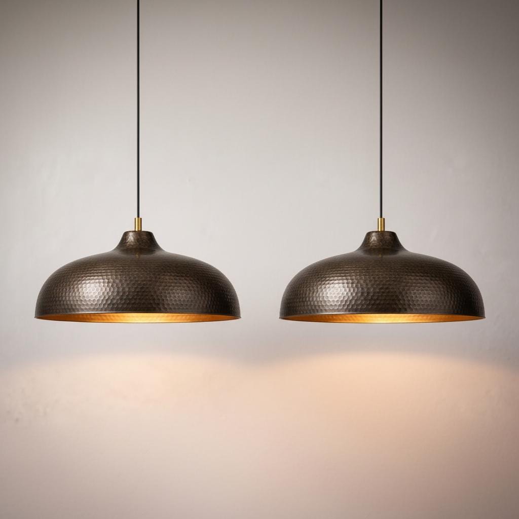 Moroccan Bronze Dome Pendant Light – Handmade Kitchen Island Lighting – Artisan Ceiling Lamp – Duty Free