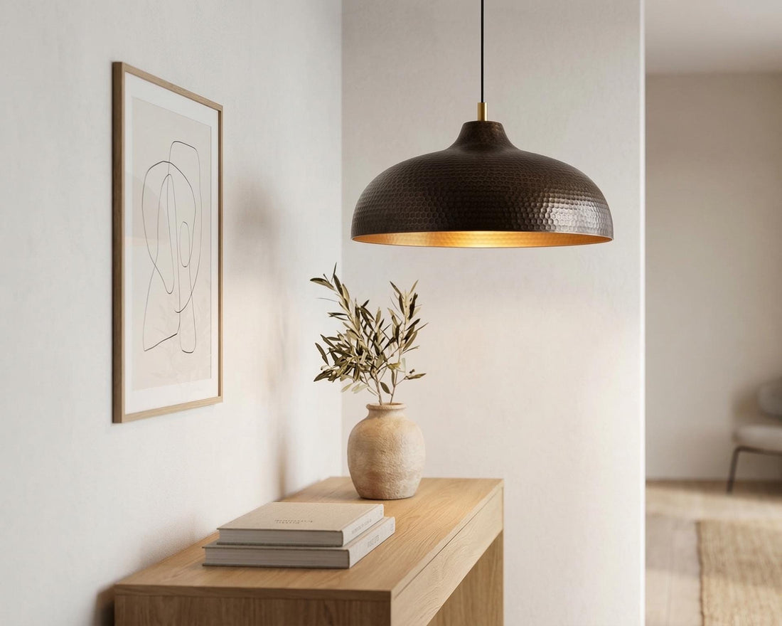 Moroccan Bronze Dome Pendant Light – Handmade Kitchen Island Lighting – Artisan Ceiling Lamp – Duty Free