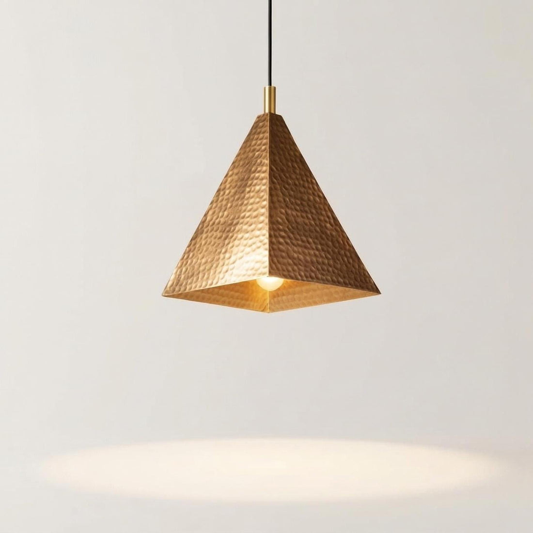 Handmade Moroccan Pyramid Pendant Light, Hammered Brass or Copper Kitchen Island Lamp