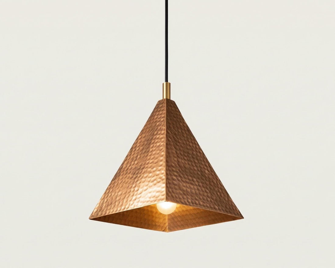 Handmade Moroccan Pyramid Pendant Light, Hammered Brass or Copper Kitchen Island Lamp