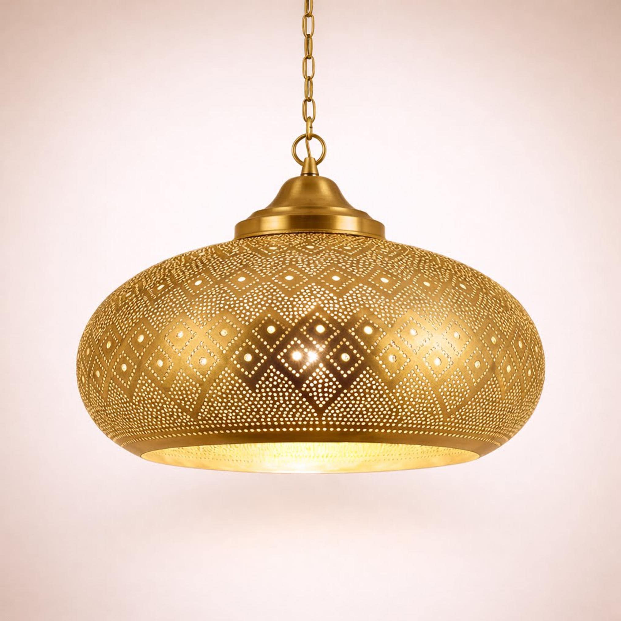 moroccan pendant lamp brass perforated hanging light