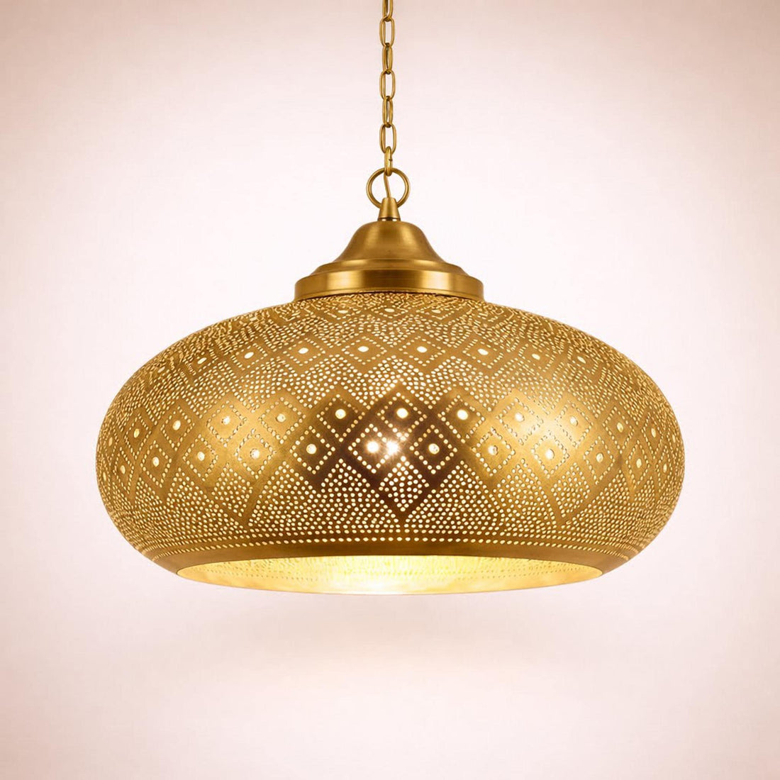 moroccan pendant lamp brass perforated hanging light