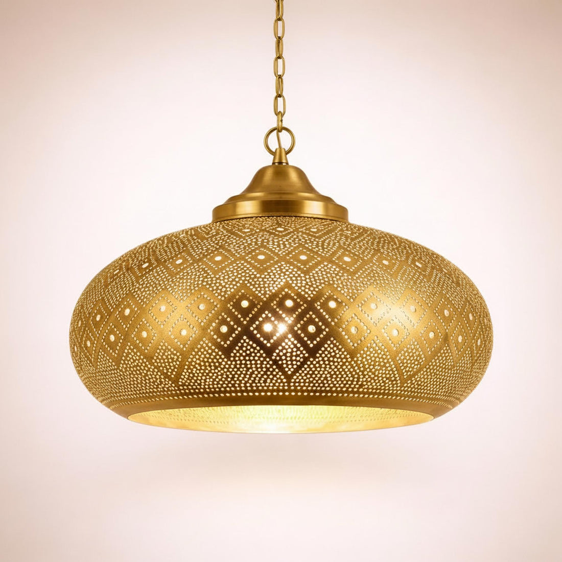 moroccan pendant lamp brass perforated hanging light