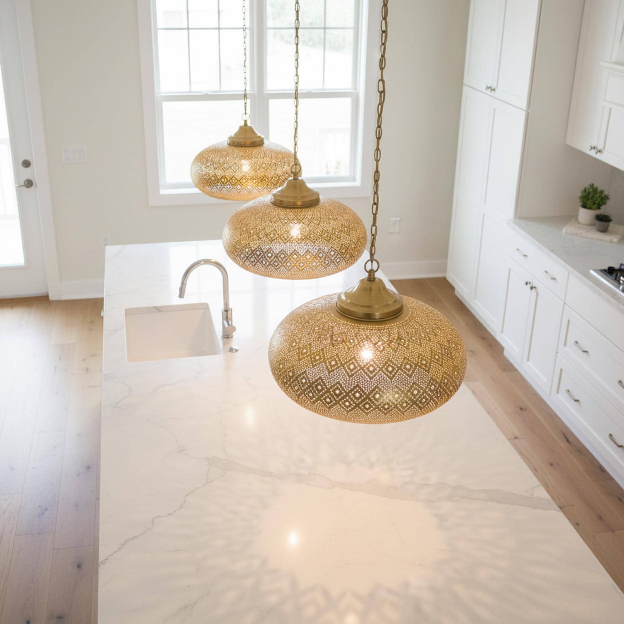 moroccan pendant lamp brass perforated hanging light