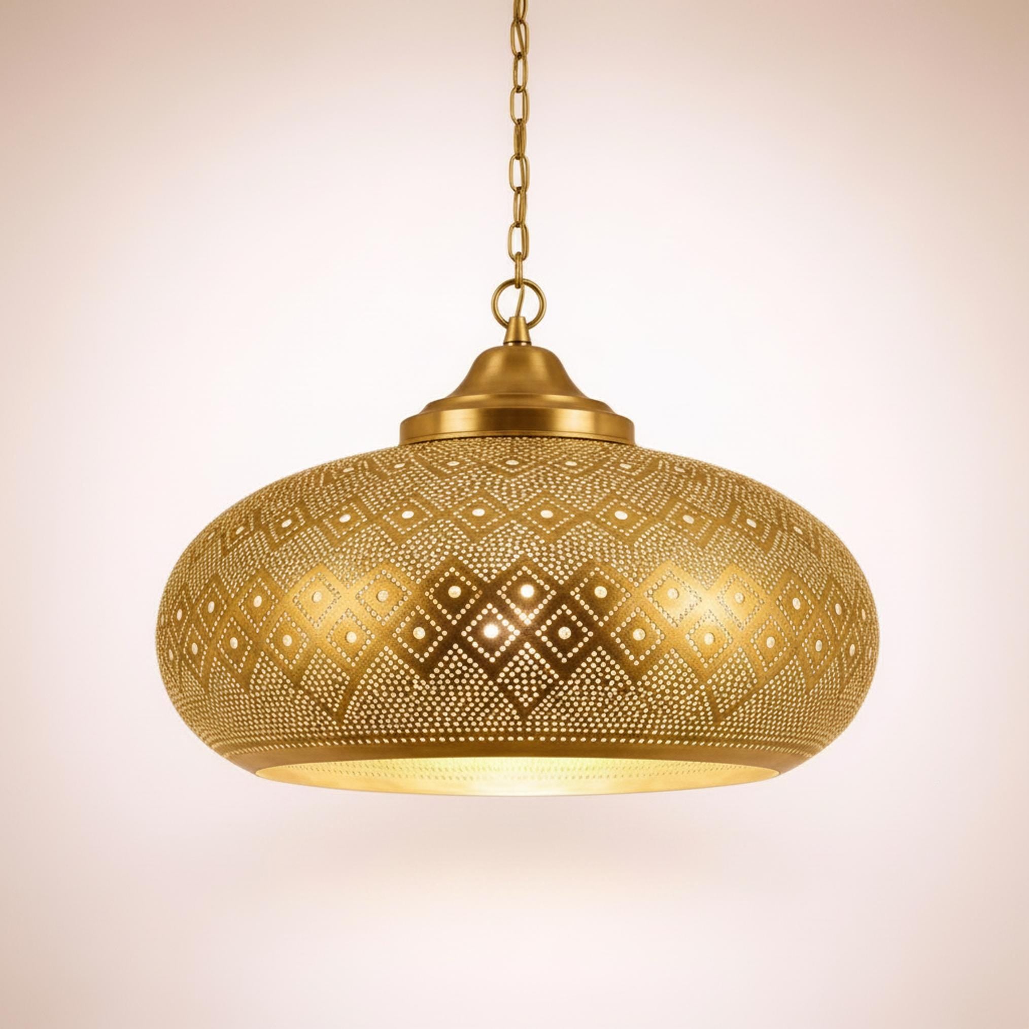 moroccan pendant lamp brass perforated hanging light