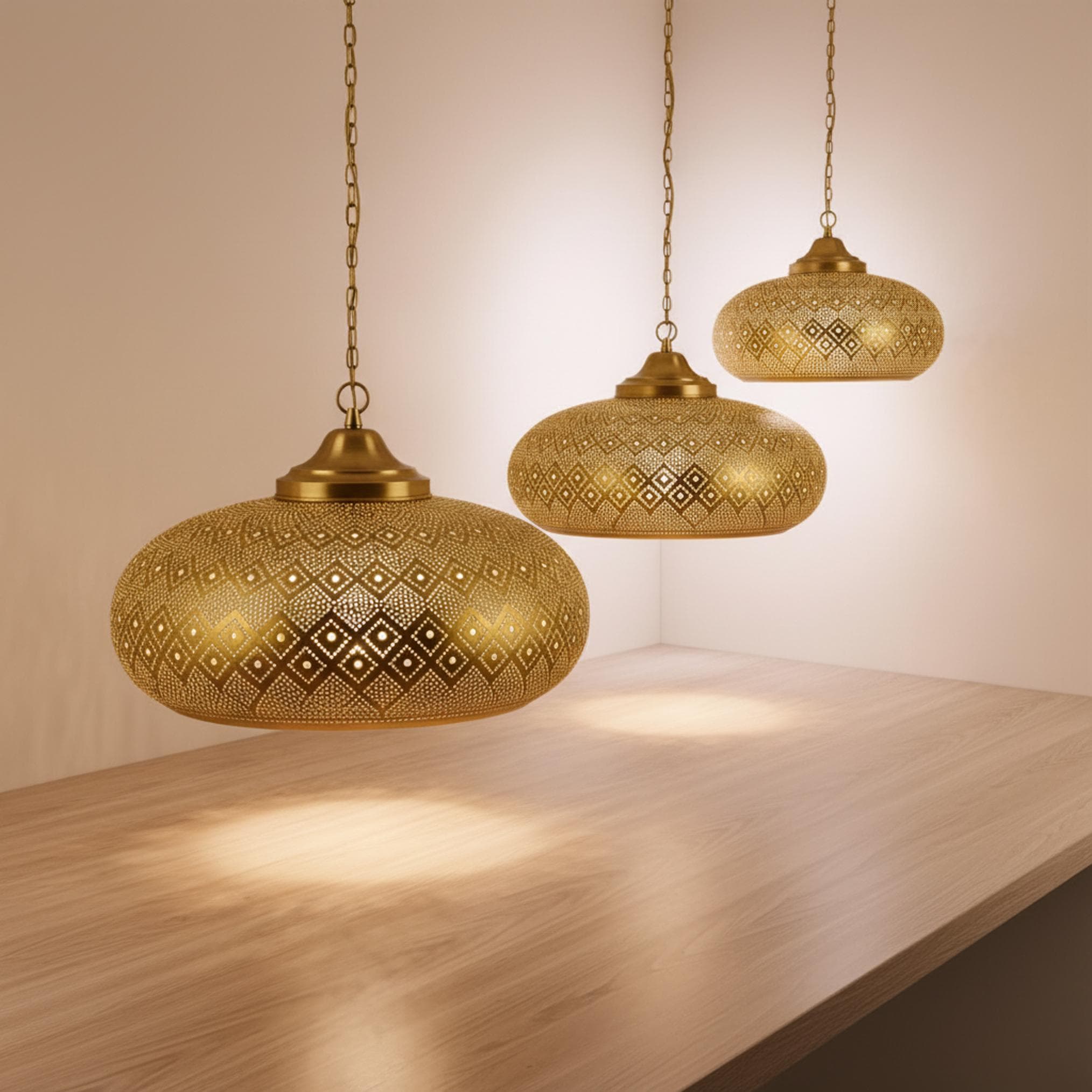 moroccan pendant lamp brass perforated hanging light