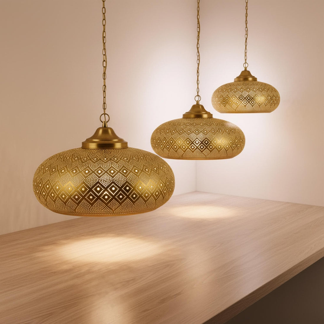 moroccan pendant lamp brass perforated hanging light