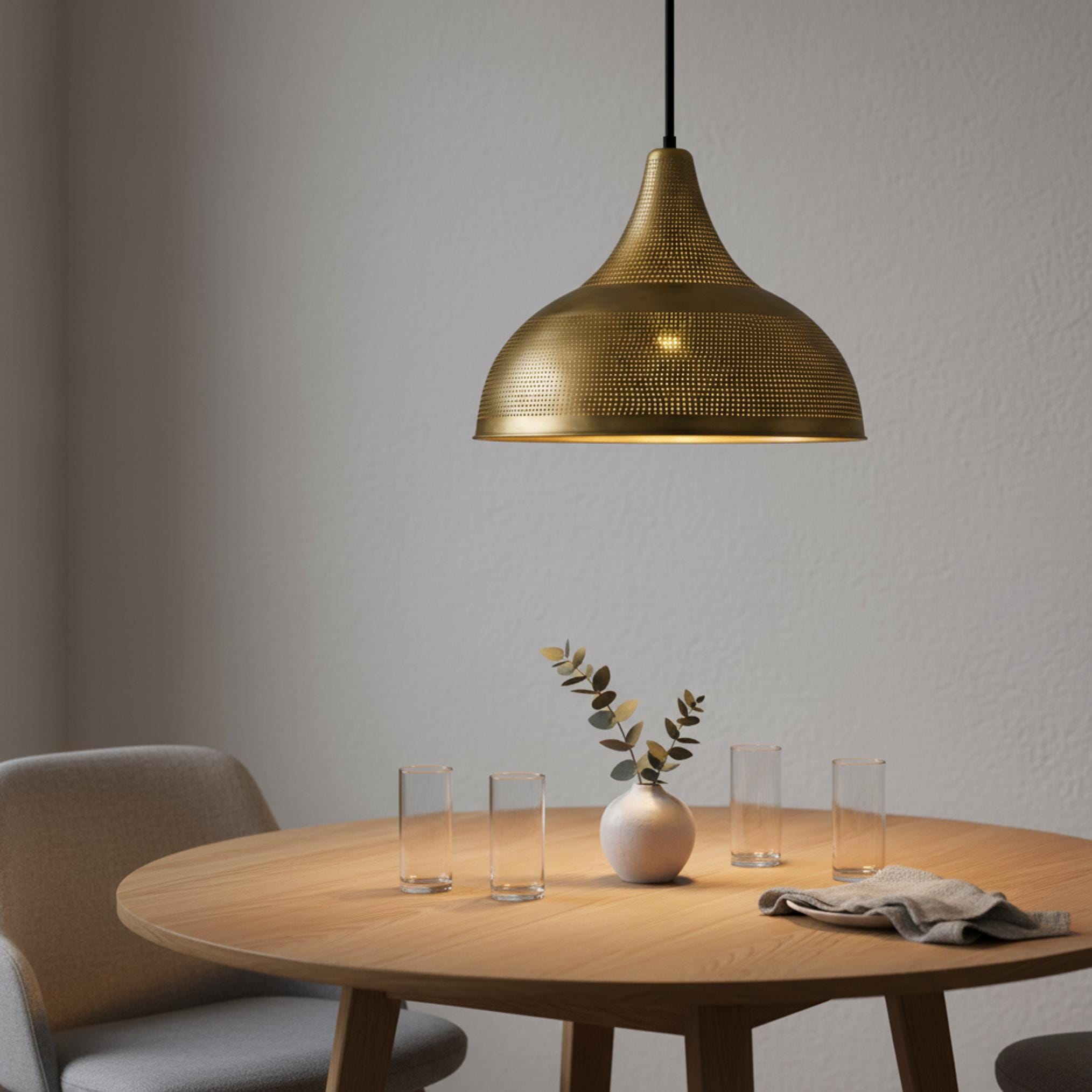brass pendant light perforated metal dome hanging lamp
