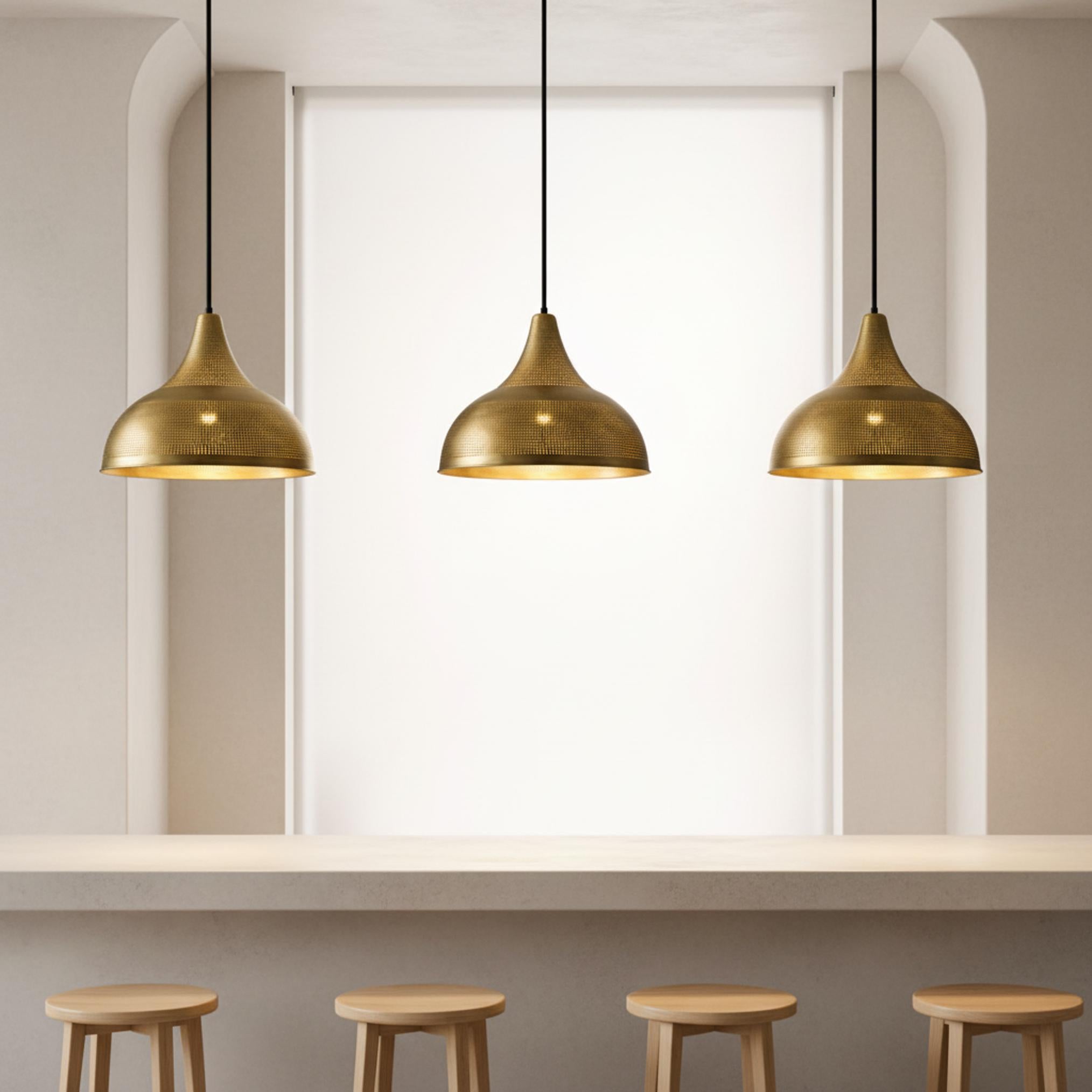brass pendant light perforated metal dome hanging lamp