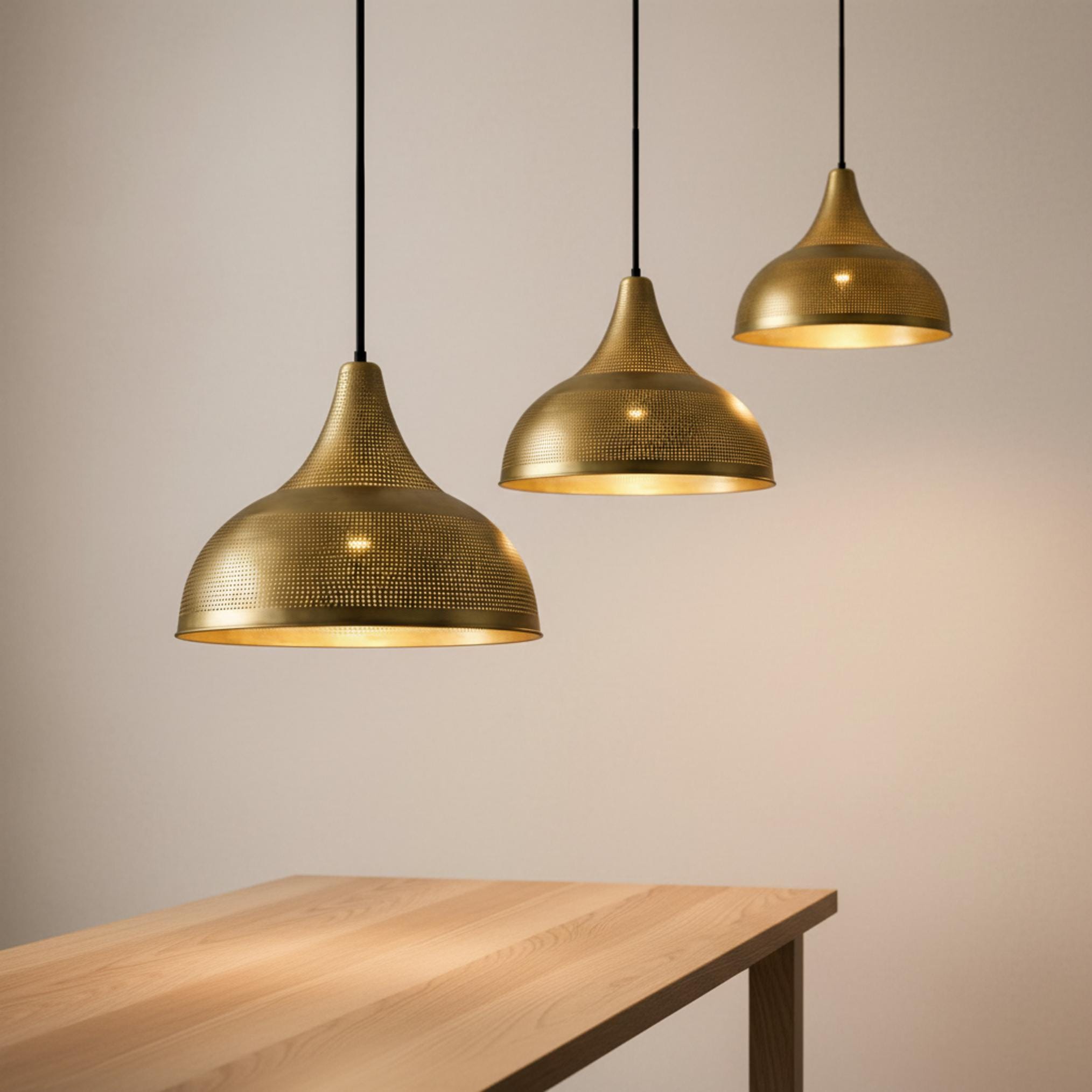brass pendant light perforated metal dome hanging lamp