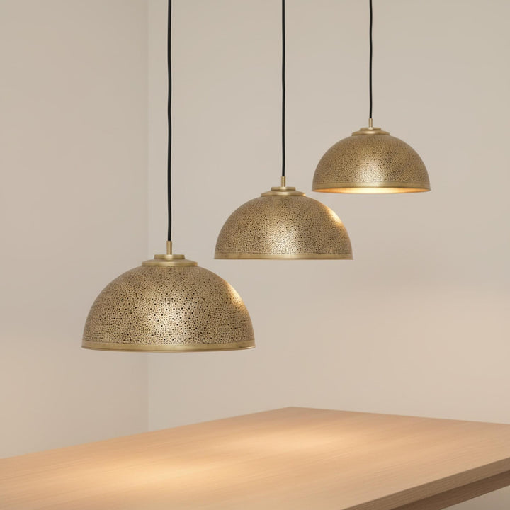 brass dome pendant light perforated metal hanging ceiling lamp