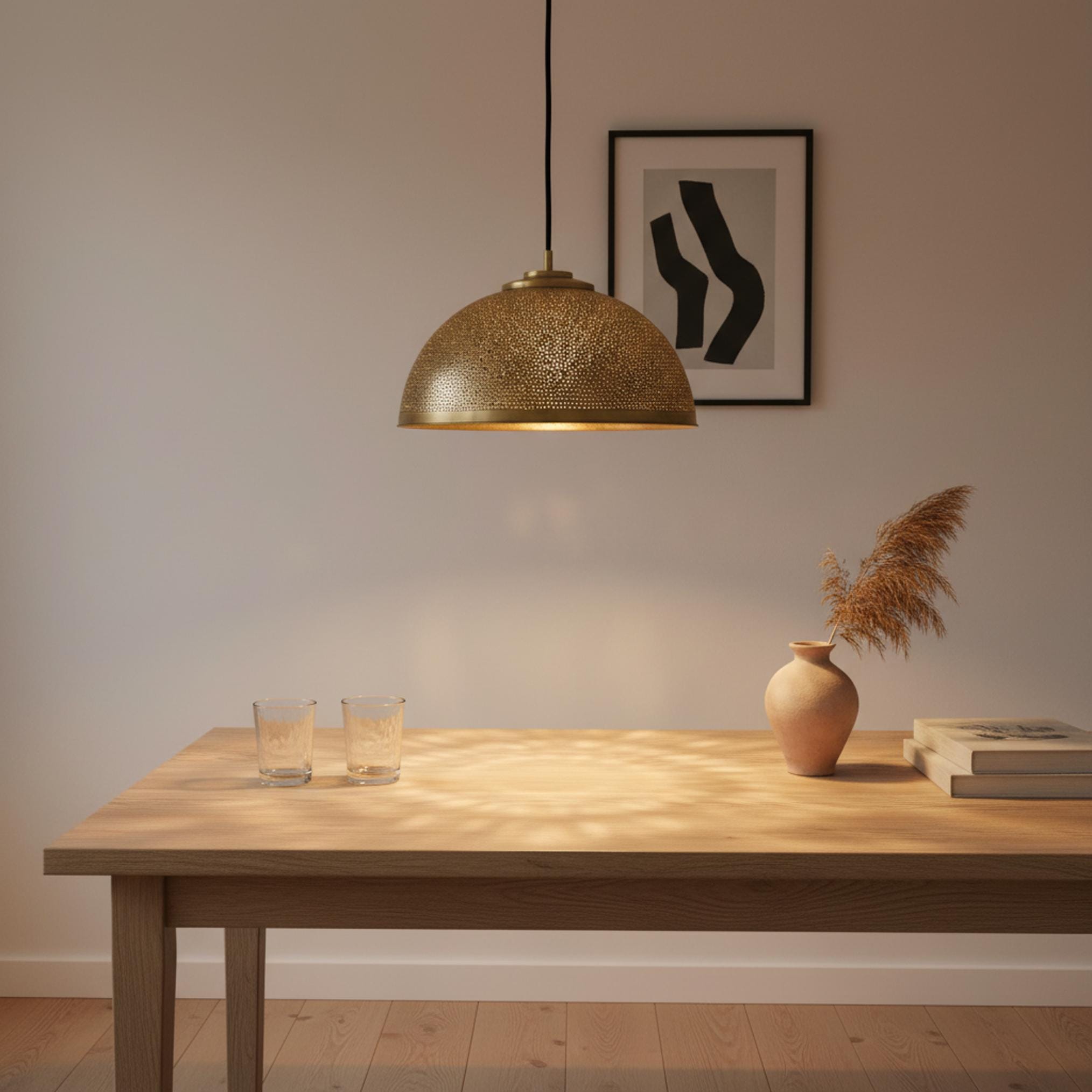 brass dome pendant light perforated metal hanging ceiling lamp