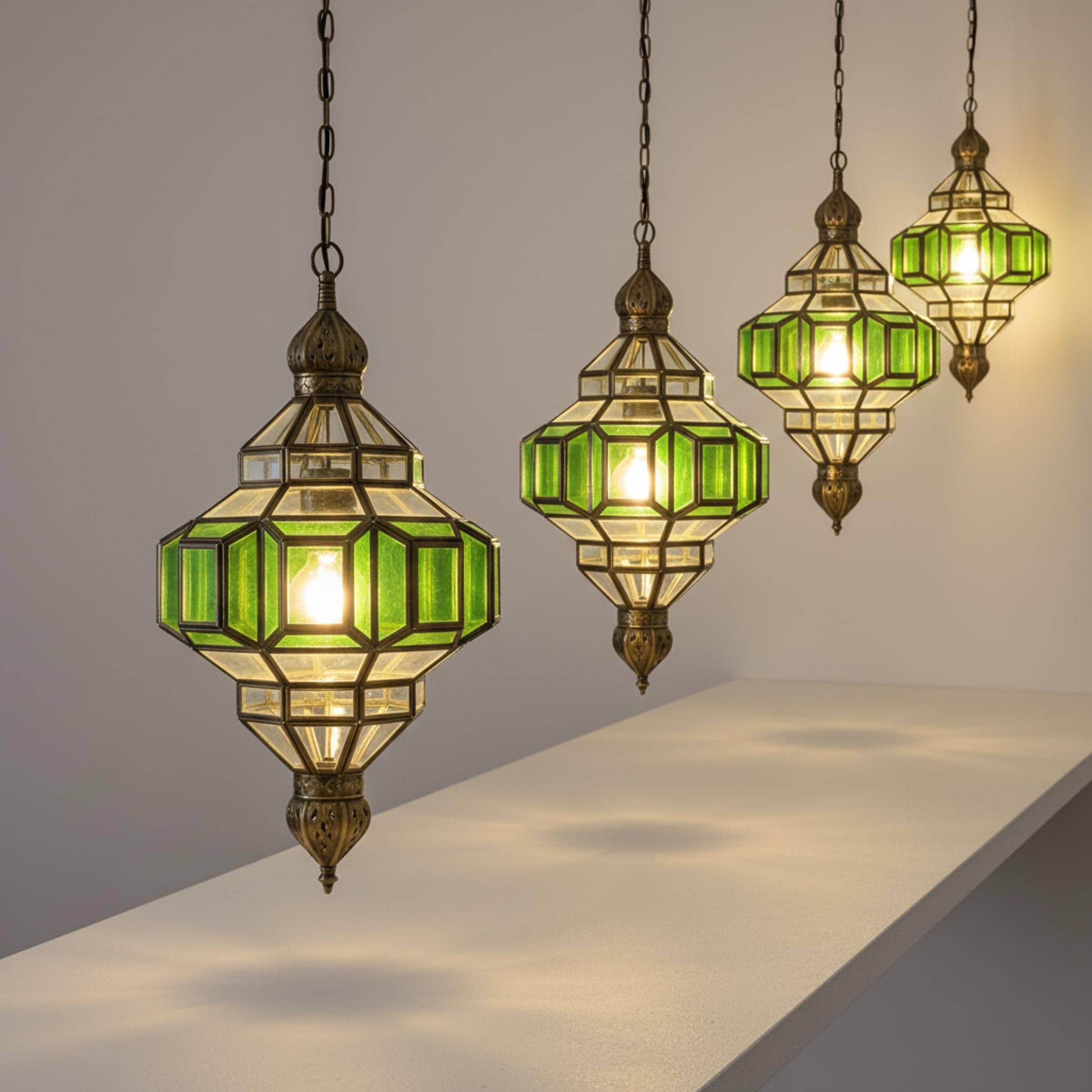 Moroccan Brass Pendant Light, Honeycomb Pattern (Handmade, Multiple Sizes)
