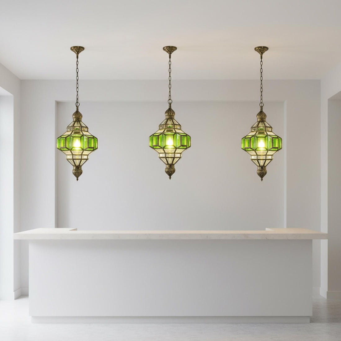 Moroccan Brass Pendant Light, Honeycomb Pattern (Handmade, Multiple Sizes)