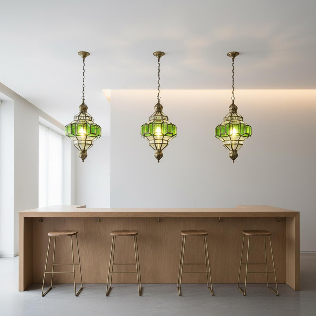 Moroccan Brass Pendant Light, Honeycomb Pattern (Handmade, Multiple Sizes)