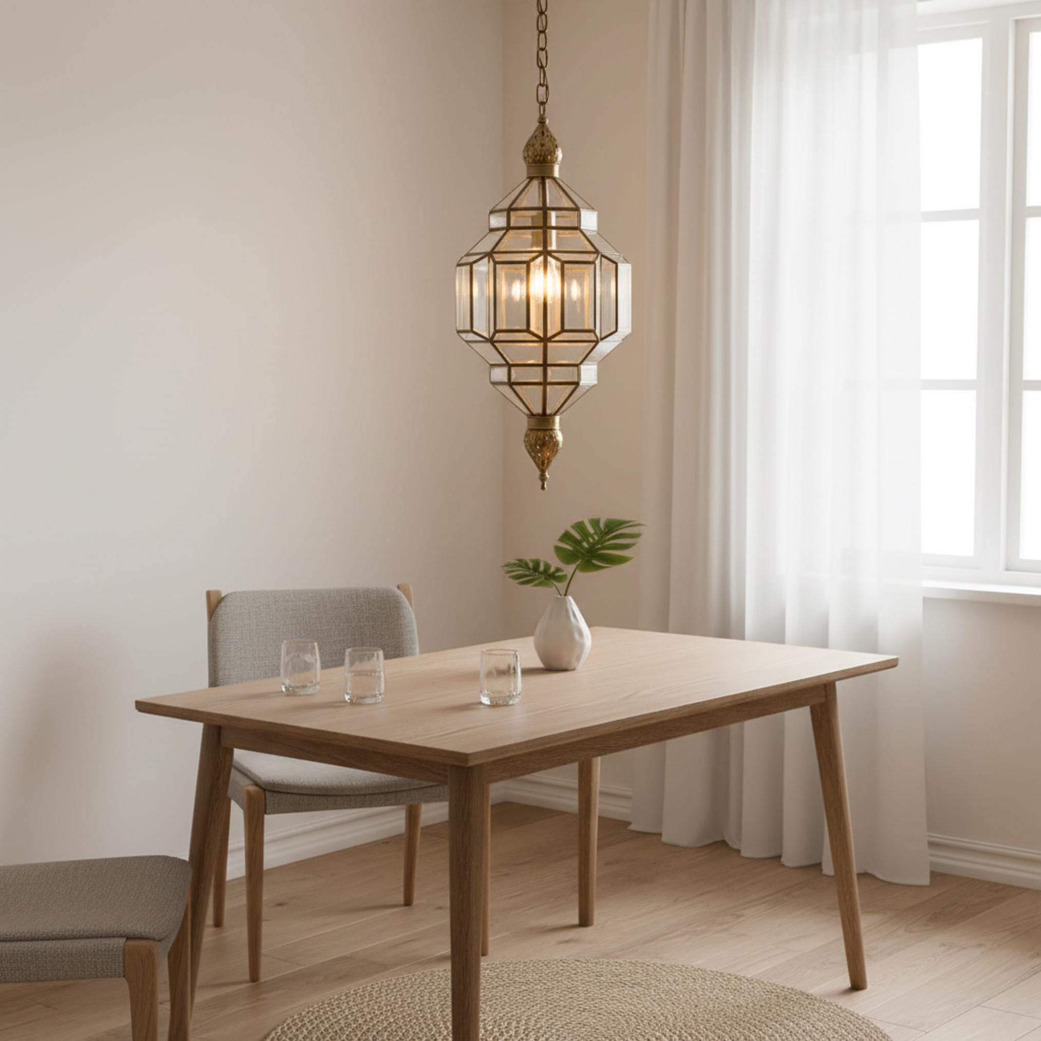 Moroccan Pendant Light - Brass Honeycomb Ceiling Fixture