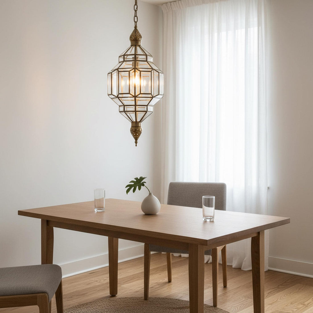 Moroccan Pendant Light - Brass Honeycomb Ceiling Fixture