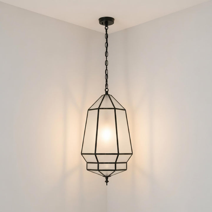 Handmade Moroccan Brass Pendant Light, Geometric Lampshade