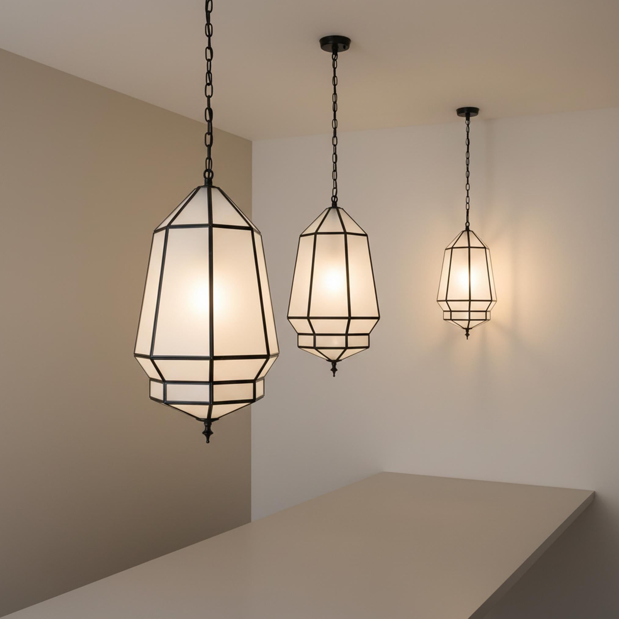 Handmade Moroccan Brass Pendant Light, Geometric Lampshade