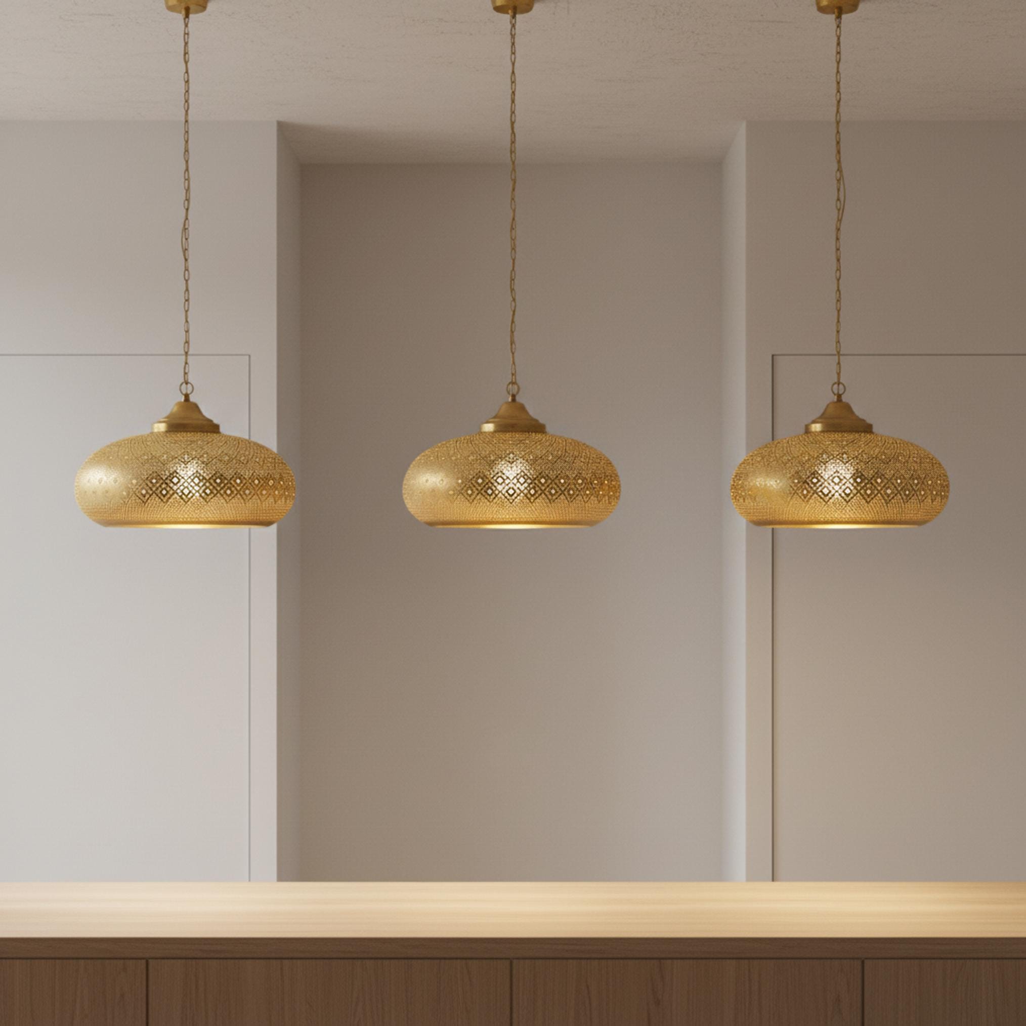 moroccan pendant lamp brass perforated hanging light