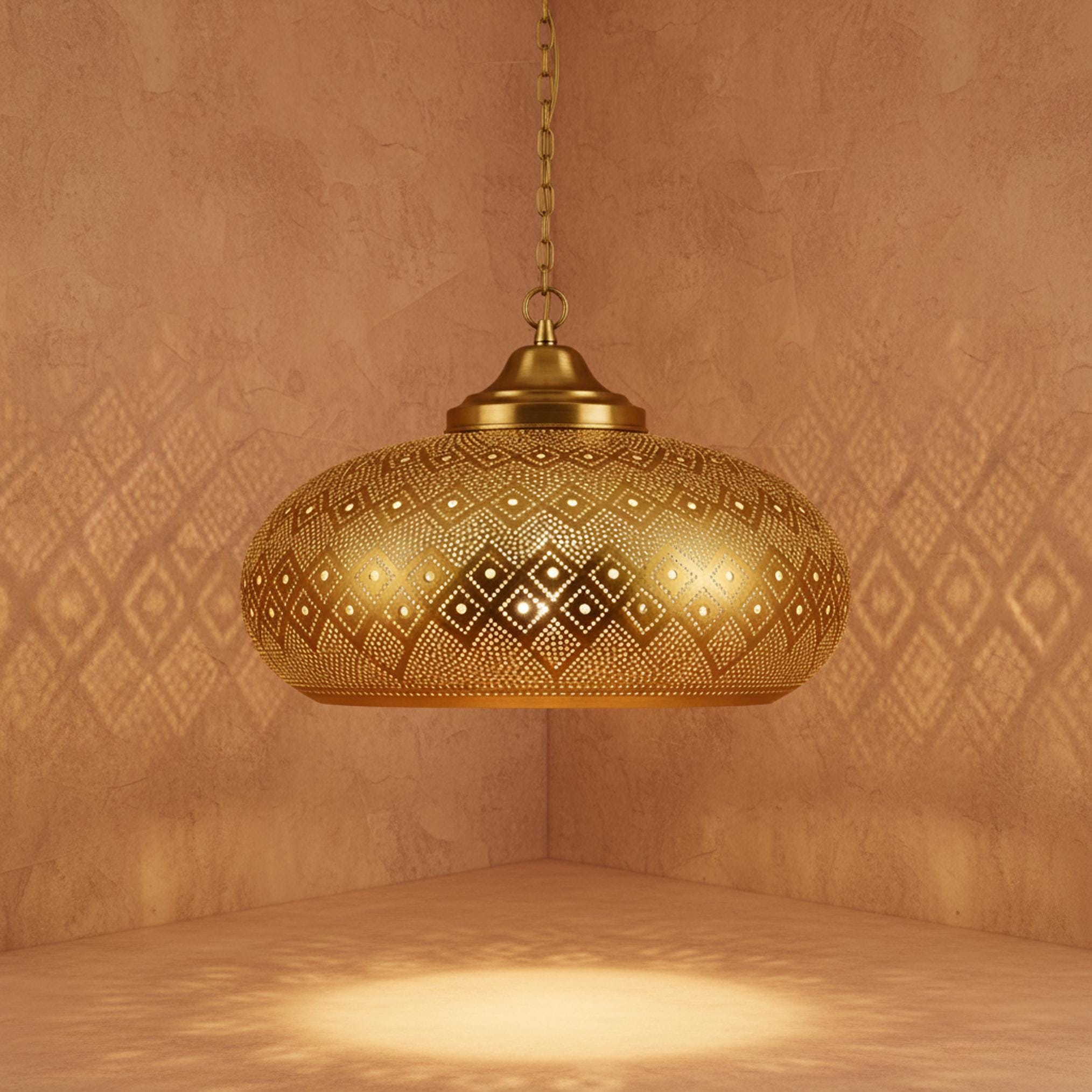 moroccan pendant lamp brass perforated hanging light