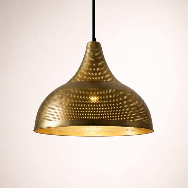 brass pendant light perforated metal dome hanging lamp