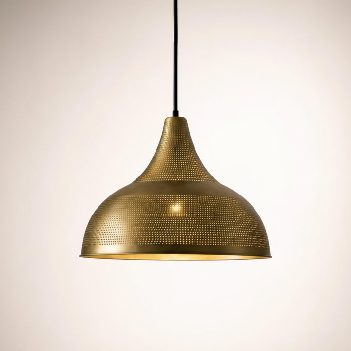 brass pendant light perforated metal dome hanging lamp